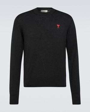 Ami Paris Ami De Cour Wool Jumper - Black
