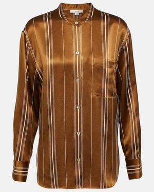 Vince Striped Silk Shirt - Brown