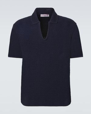 Orlebar Brown Batten Crochet Cotton Polo Shirt - Blue