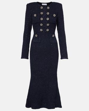 Self-Portrait Boucle Midi Dress - Blue