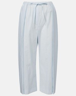 Loewe Paula's Ibiza Cotton-Blend Poplin Wide-Leg Trousers - Blue