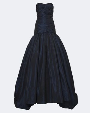 Marmar Halim Draped Taffeta Bustier Gown - Blue
