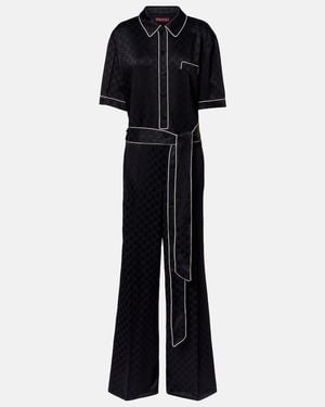 Gucci Jumpsuit Hammered Gg Aus Satin - Schwarz