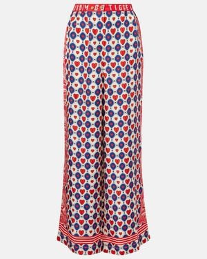 CAMILLA Printed Silk Palazzo Pants - Red