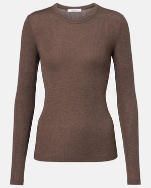 Max Mara T-Shirt Aus Rippstrick - Braun