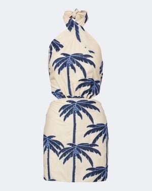 Johanna Ortiz Embroidered Cotton-Blend Minidress - Blue