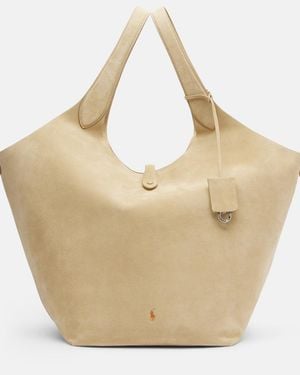 Polo Ralph Lauren Polo Play Large Suede Tote Bag - Natural