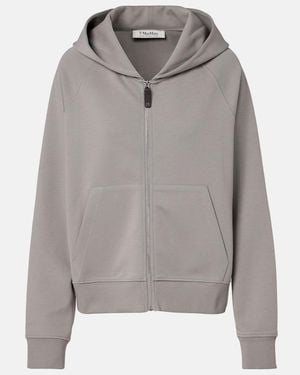 Max Mara Cotton-Blend Jersey Hoodie - Gray