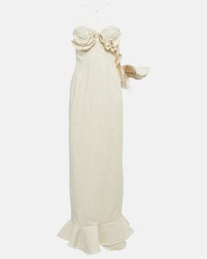 Jacquemus Off-white Le Raphia 'la Robe Artichaut' Maxi Dress - Natural
