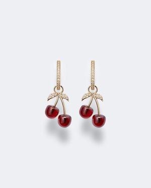 Sydney Evan Ohrringe Cherry Aus 14Kt Gelbgold Mit Diamanten Und Granaten - Weiß