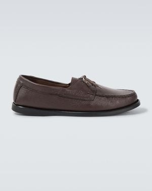 Saman Amel City Moc Leather Boat Shoes - Brown