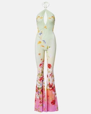 Roberto Cavalli Jumpsuit Lunga Con Stampa - Bianco