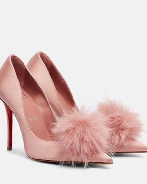 Christian Louboutin Alana 100 Embellished Crepe Satin Court Shoes - Pink