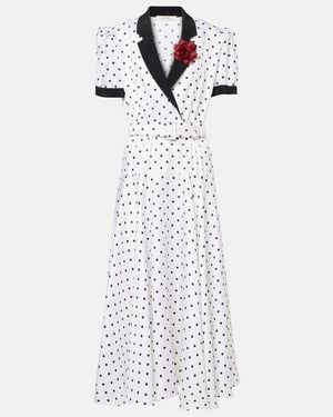 Rodarte Polka Dot Silk Twill Midi Dress - White
