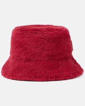 Max Mara Figura Wool And Silk Teddy Bucket Hat - Red