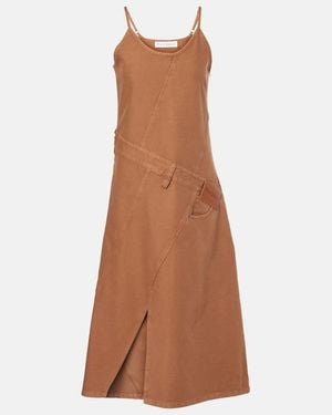 JW Anderson Logo Asymmetric Cotton Midi Dress - Brown