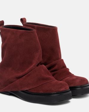 The Attico Mini Robin Suede Combat Boots - Red