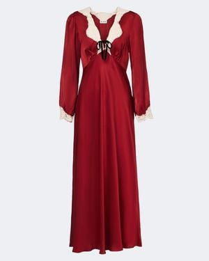 RIXO London Maxikleid Larah Aus Satin Mit Spitze - Rot