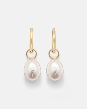 Mateo 14Kt Drop Earrings With Pearls And Diamonds - White