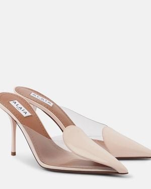 Alaïa Patent Coeur Abstract Mules 90 - Natural