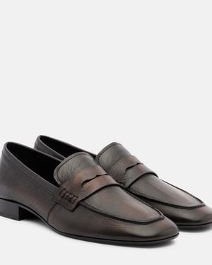 Dries Van Noten Leather Penny Loafers - Grey