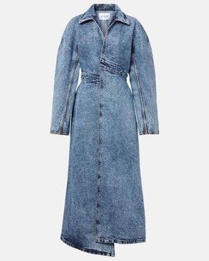 Alaïa Spiral Asymmetric Denim Coat - Blau