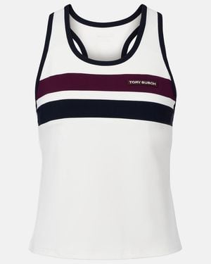 Tory Burch Striped Jersey Tank Top - White