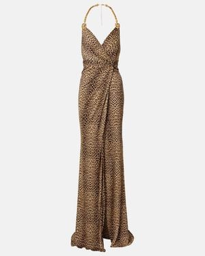 Roberto Cavalli Embellished Open-Back Gown - Brown