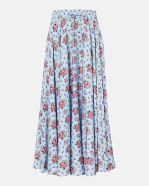 Dolce & Gabbana Floral Silk-Blend Midi Skirt - Blue