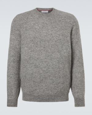 Brunello Cucinelli Pull En Alpaga, Cachemire Et Laine Melanges - Gris
