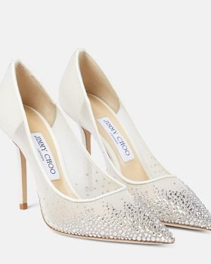 Jimmy Choo Love 100 Mesh & Leather Pump - White