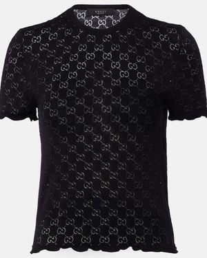 Gucci Pullover Gg Aus Devore - Schwarz