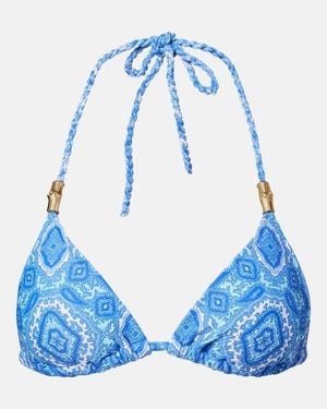 Heidi Klein Mykonos Printed Bikini Top - Blue