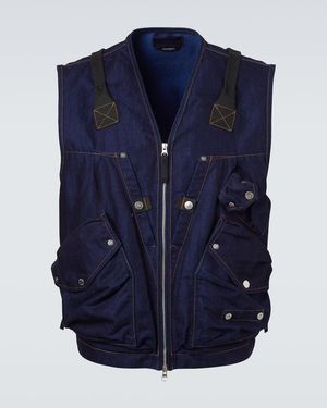 Stone Island Cargoweste Aus Denim - Blau