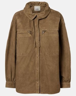 Isabel Marant Maldia Suede Overshirt - Green