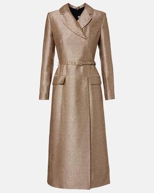 Emilia Wickstead Robe Midi Kalonice En Tweed A Sequins - Marron