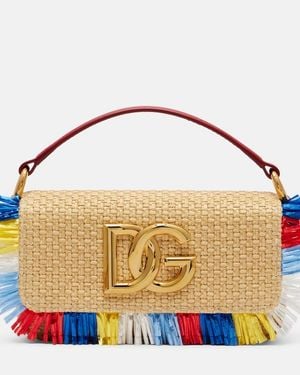 Dolce & Gabbana 3.5 Small Raffia-Effect Crossbody Bag - Blue