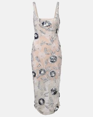Rachel Gilbert Vestido Midi Pierre Adornado - Blanco