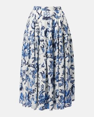 Erdem Floral Jacquard Midi Skirt - Blue
