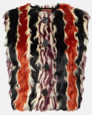 Missoni Striped Faux Fur Vest - Red