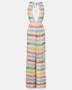 Missoni Zigzag Open-Back Lame Jumpsuit - White