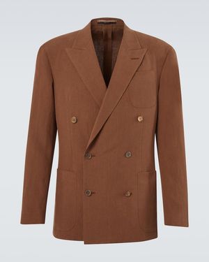 dunhill Blazer Aus Leinen - Braun