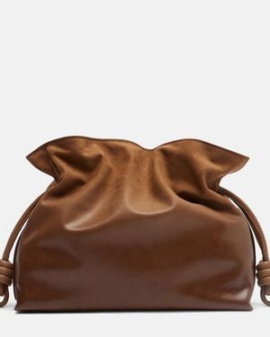 Loewe Clutch Flamenco Medium Aus Veloursleder - Braun