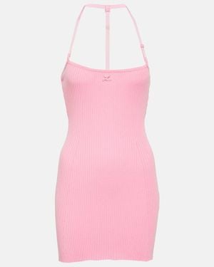 Courreges Ribbed-Knit Minidress - Pink