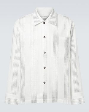 Commas Textured Striped Cotton Overshirt - White