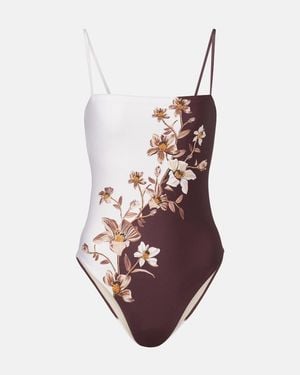 Agua Bendita Durazno Embellished Floral Swimsuit - White
