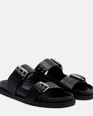 A.Emery Leon Leather Slides - Black