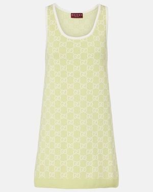 Gucci Minikleid Gg Aus Baumwoll-Jacquard - Gelb