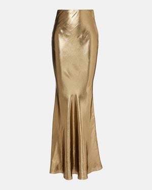Self-Portrait Metallic Satin Maxi Skirt