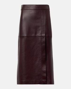 JOSEPH Leather Midi Skirt - Purple